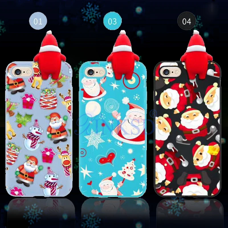 Рождественские мягкие дизайнерские чехлы с Санта Клаусом для Iphone 7 7Plus 6 6S 5