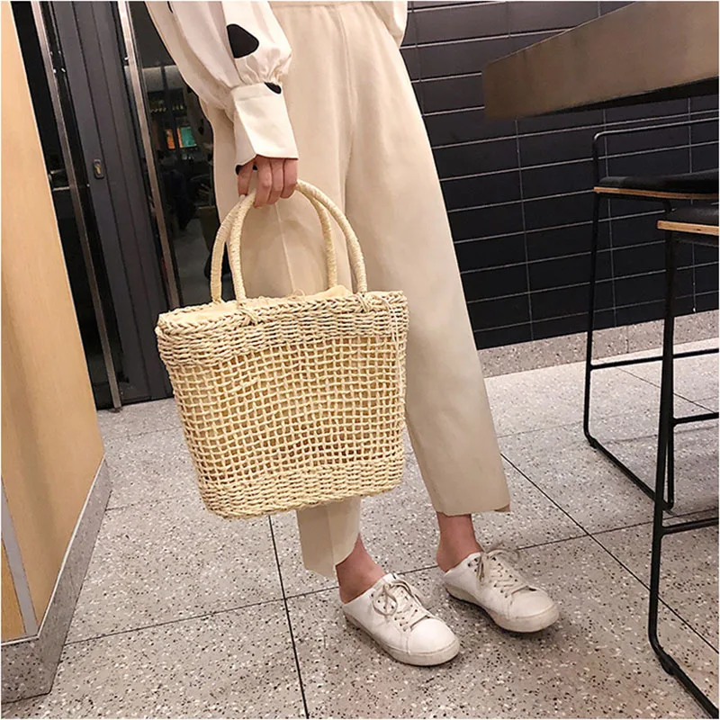 Женские сумочки Sac A Main с травой тканый стиль полый дизайн корзина пляж праздник