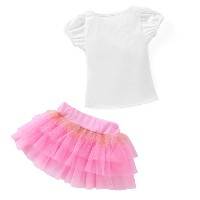 2017 New Casual Children Outfits Tracksuit Summer Clothing baby girls Ice Cream T-shirt+girls tutu skirt Suit Girls Set | Мать и ребенок