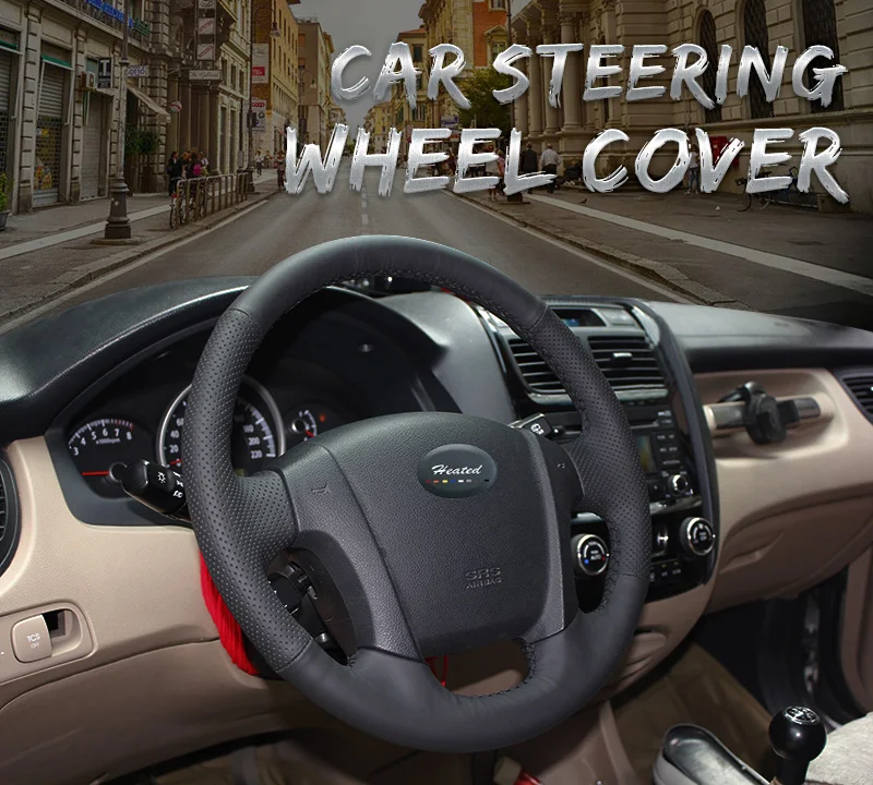Чехол рулевого колеса автомобиля с подогревом для Kia Sportage 2 2005-2010 2009 Sportage черная микрофибра кожа оплетка на руль