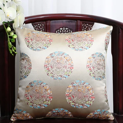 light yellow Классические жаккардовые рождественские чехлы на стулья, подушка, подушка, декоративная подушка для дивана, китайский Шелковый атласный чехол для подушки - Цвет: light yellow