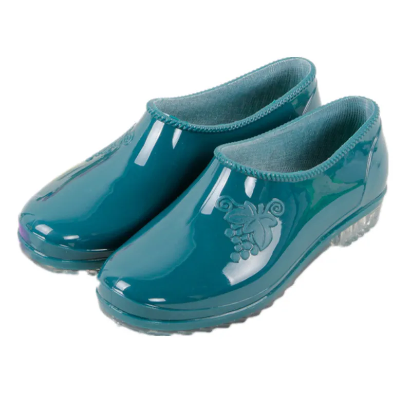 Женские Дождь Обувь Низкого Стиля Желе Ботинки Женщин Круглым Носком Резиновые