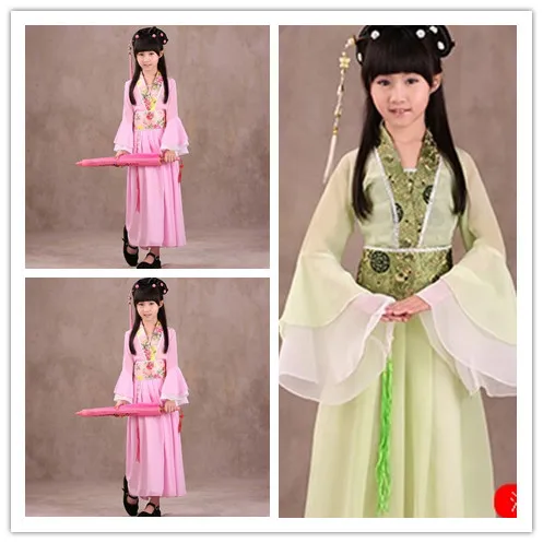 1 Древний китайский традиционный Национальный костюм для девочек розовое платье