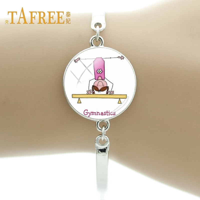 TAFREE гимнастика упражнения красивая девушка художественные картины браслеты художественное изображение стекло кабошон купол браслет ювелирные изделия GY184 - Окраска металла: GY186