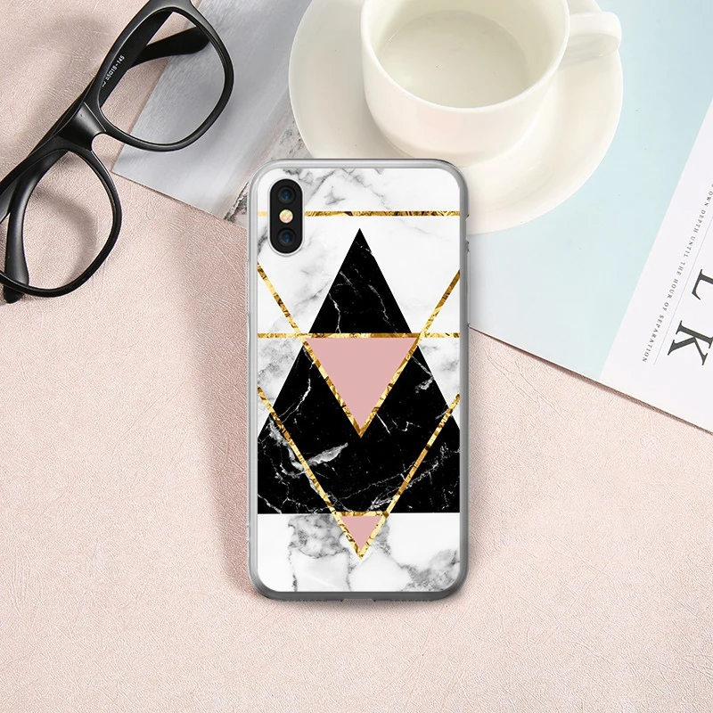 KISSCASE Triangle Marble Soft TPU Case For iPhone X 8 7 6 6S Plus 5 5S SE Capinhas Accessories |