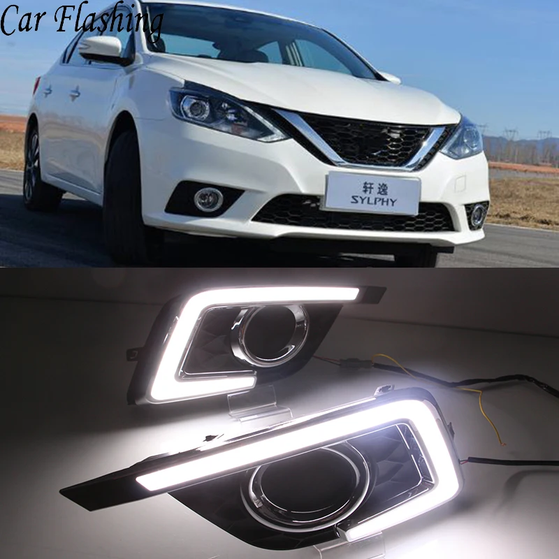 Автомобильный мигающий 2 шт. светодиодный светильник дневного света для Nissan Sentra sylphy водонепроницаемый 12 В DRL противотуманная фара украшение