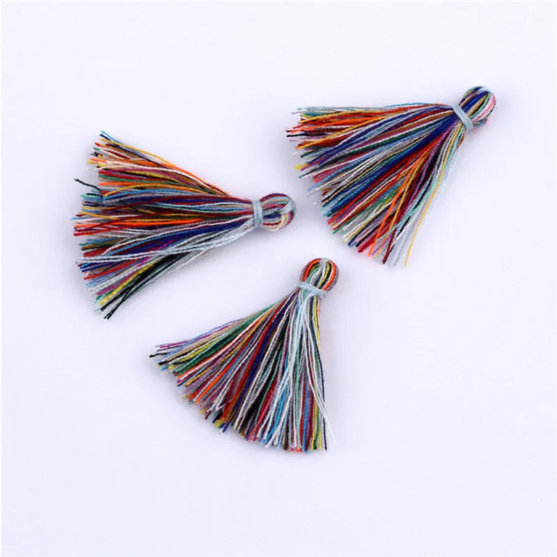 Color Tassels Fringe 200 шт цветные мини кисточки бахрома кулон DIY вечерние хлопковые шнуры кисточки отделка одежды шторы украшения маленькие кисточки кружево - Цвет: Color Tassels Fringe
