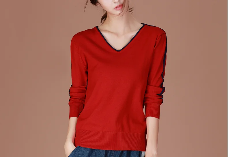 New Brand Women Clothing Autumn Winter Fashion Knit Sweater Casual Loose Long Sleeved V-Neck Pullover Sweaters Tops | Женская одежда