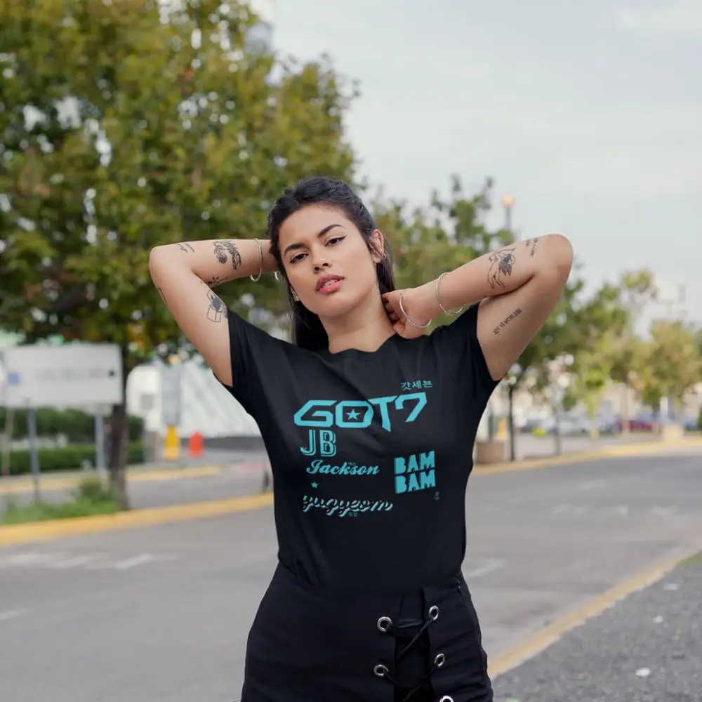 Got7 Футболка Джексон GOT7 коллаж футболка каваи 100 Хлопковая женская повседневная