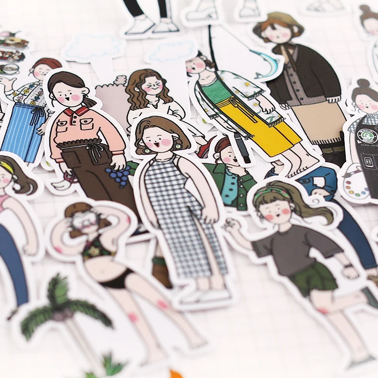 26 шт./упак. милые нарисованные вручную Стикеры для девочек бумажные Канцтовары