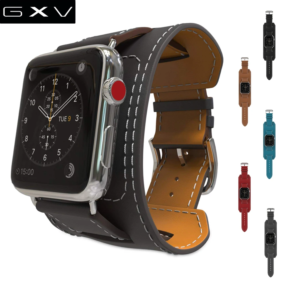 GXV для Apple Watch Series 4/2/1 Смарт-часы из натуральной кожи ремешок iWatch 44 мм 42 40 38 |