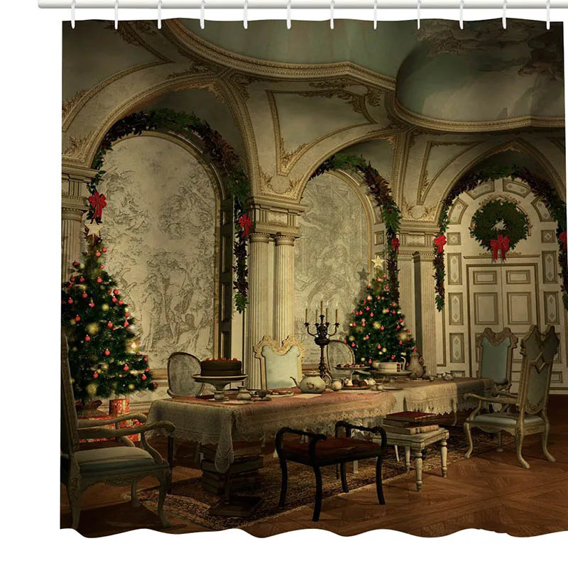as show Рождественские украшения Xmas домашняя занавеска для душа Санта Клаус Снеговик дерево ясная печатная Шторка для ванной содержит - Цвет: as show