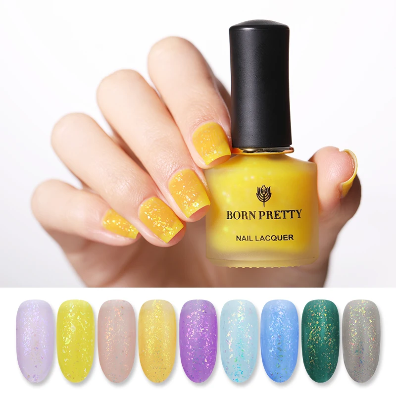 BORN PRETTY 6 мл матовый лак для ногтей Micas желтые фиолетовые синие смешанные цвета