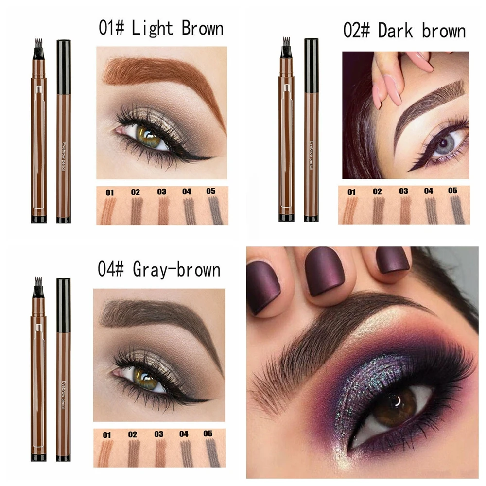 1 шт. 4 кончика для бровей микроблейдинг ручка водонепроницаемый карандаш