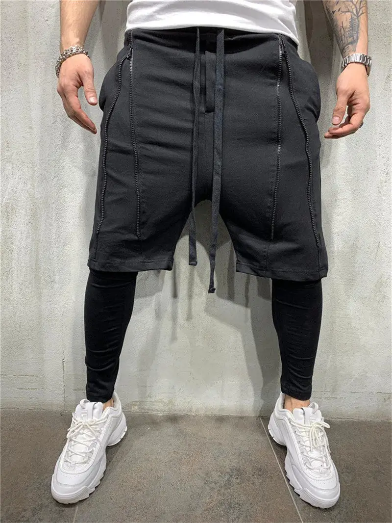 GITF мужские s 2 в 1 фитнес мужские шорты для бега спортивные шорты быстросохнущие тренировочные спортивные шорты для спортзала бегунов короткие штаны - Цвет: Black