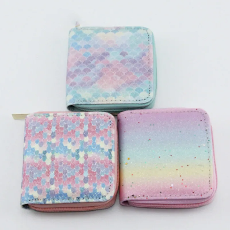 Кошелек из искусственной кожи с блестками и рисунком Русалочки Женский кошелек