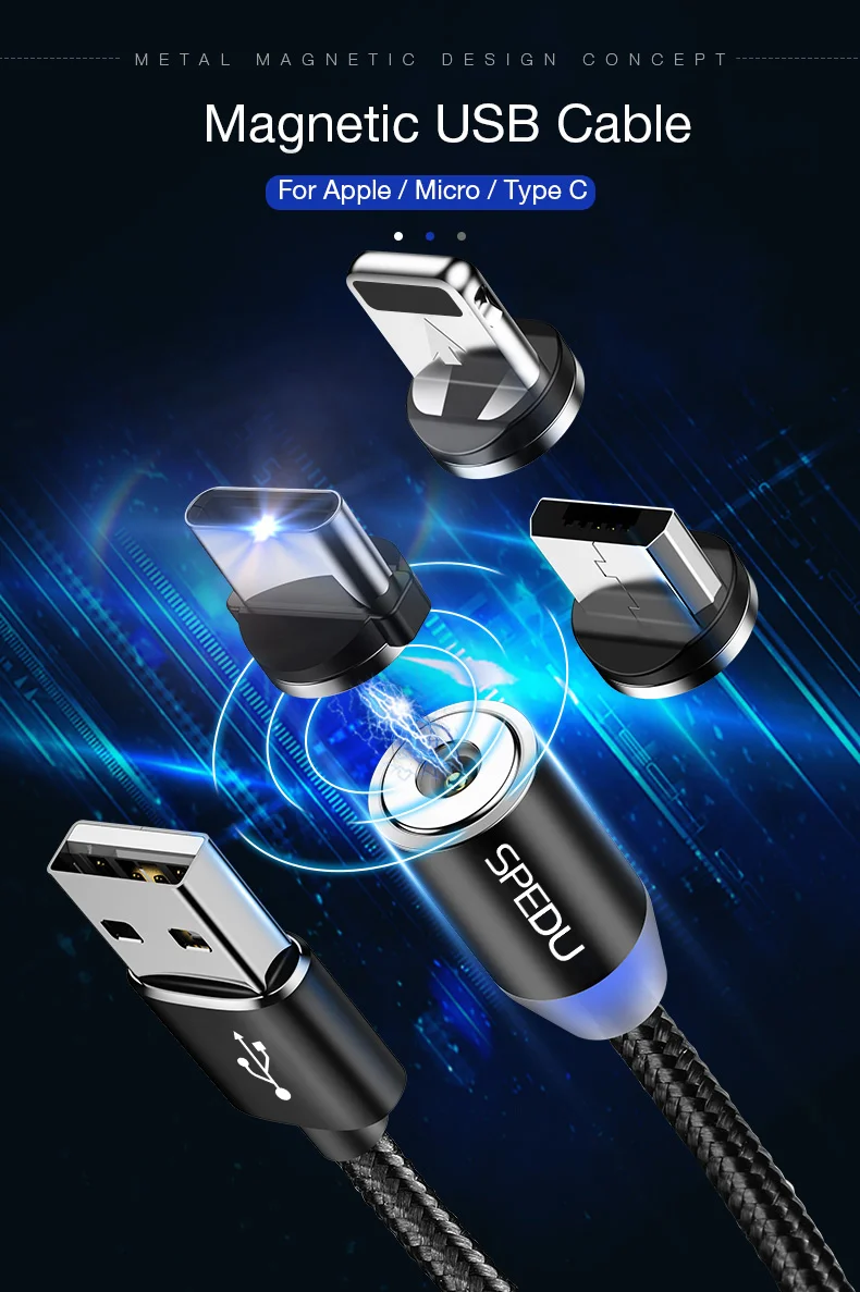 SPEDU USB Автомобильное зарядное устройство для мобильного телефона планшета Магнитный кабель быстрое зарядное устройство автомобильное зарядное устройство двойной USB автомобильный адаптер зарядного устройства для телефона в автомобиле
