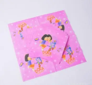 napkins 10 pcs С рисунком из мультфильма «Даша-путешественница тема Дети День рождения поставки одноразовая посуда Бумага чашки тарелки салфетки Праздничная скатерть для будущей мамы Декор - Цвет: napkins 10 pcs