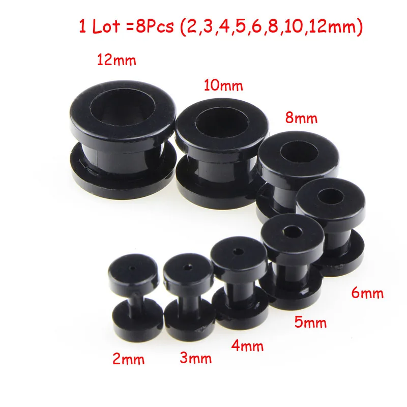 8 шт. (2 12 мм) большой размер яркие цвета с вырезами Акриловые тоннели для ушей