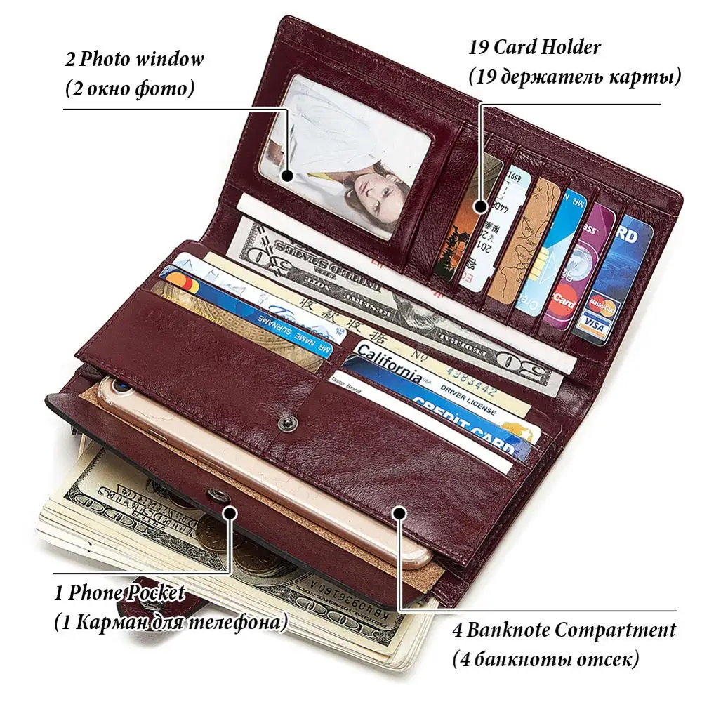 GZCZ женские кошельки Длинный кошелек из натуральной кожи высокое качество для