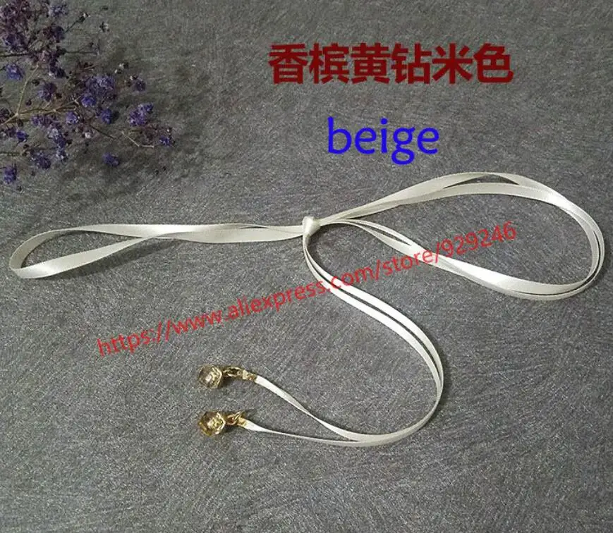 beige 1 шт./лот 0,6 см лента Веревка Пояс с кристаллами кисточкой Красный Черный Белый сапфир розовый бежевая нить пояс шляпа свитер, сумки веревка - Цвет: beige