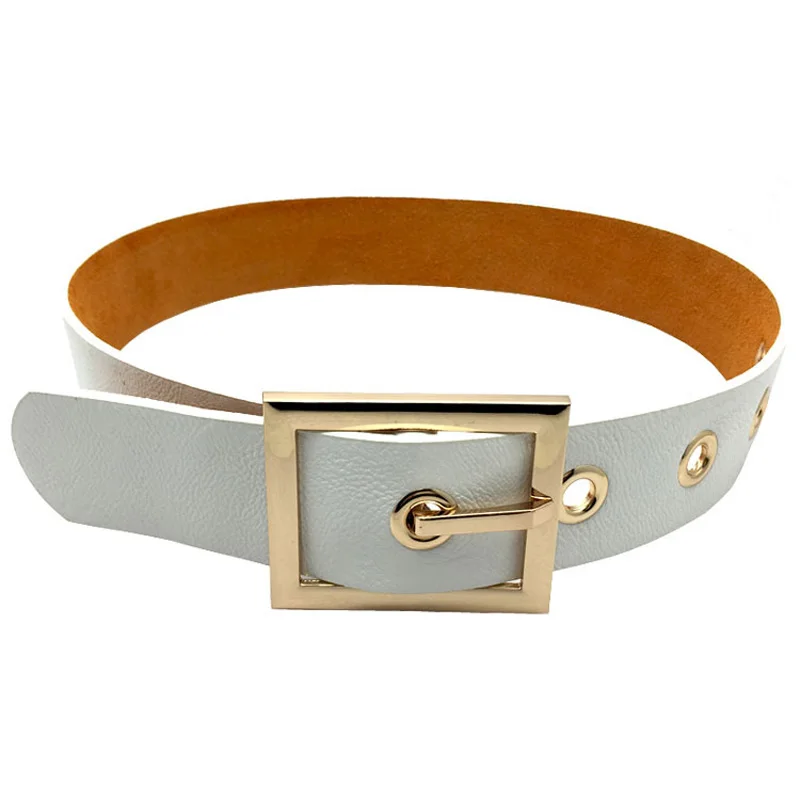 Модные кожаные широкие металлические золотые дизайнерские ремни с пряжкой для