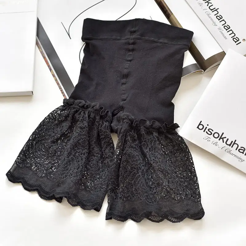 Black Горячие безопасные Короткие штаны колготки для женщин безопасные штаны под шорты женские кружевные шорты - Цвет: Black