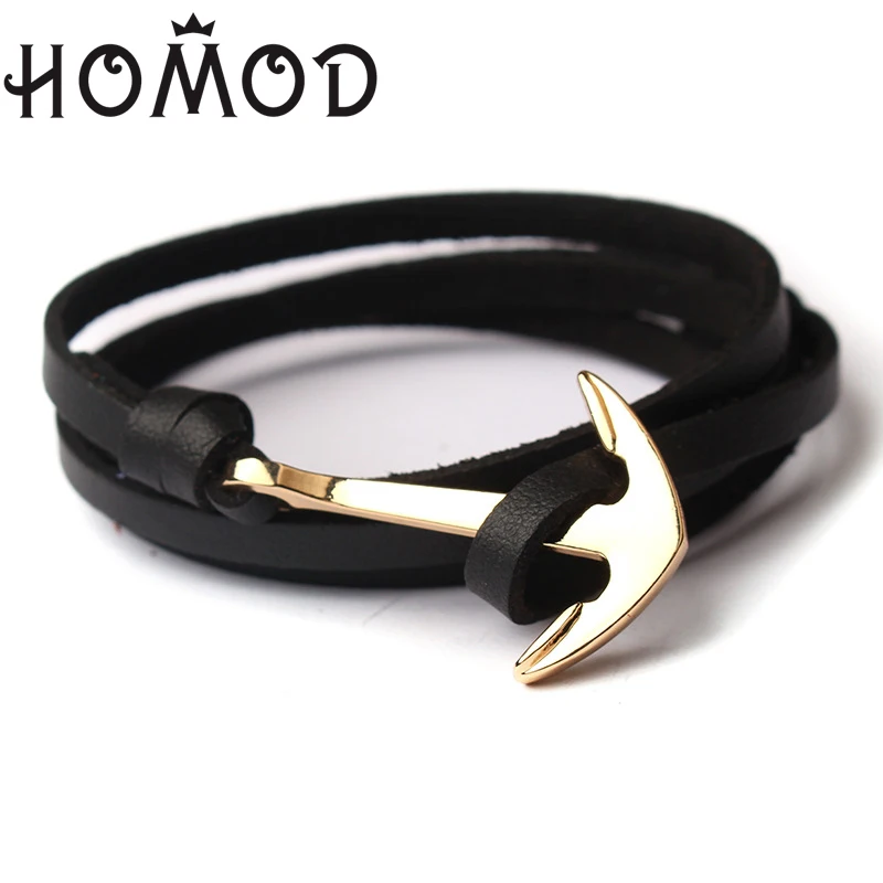 

HOMOD 2019 New Fashion Woven Multilayer Anchor Bracelets Men Hope Anchor Bracelet Pulsera Navy Hand Leather Bracelets