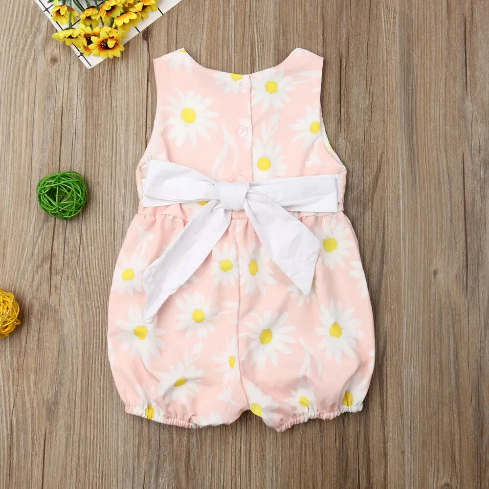 Летняя одежда для новорожденных девочек комбинезон с подсолнухом боди комплект