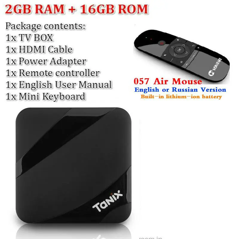 With 057 Smart tv Box Android 7,1 Tanix TX3 Max Amlogic S905W медиаплеер H.265 4K 2GB 16GB Bluetooth TX3max телеприставка - Цвет: With 057