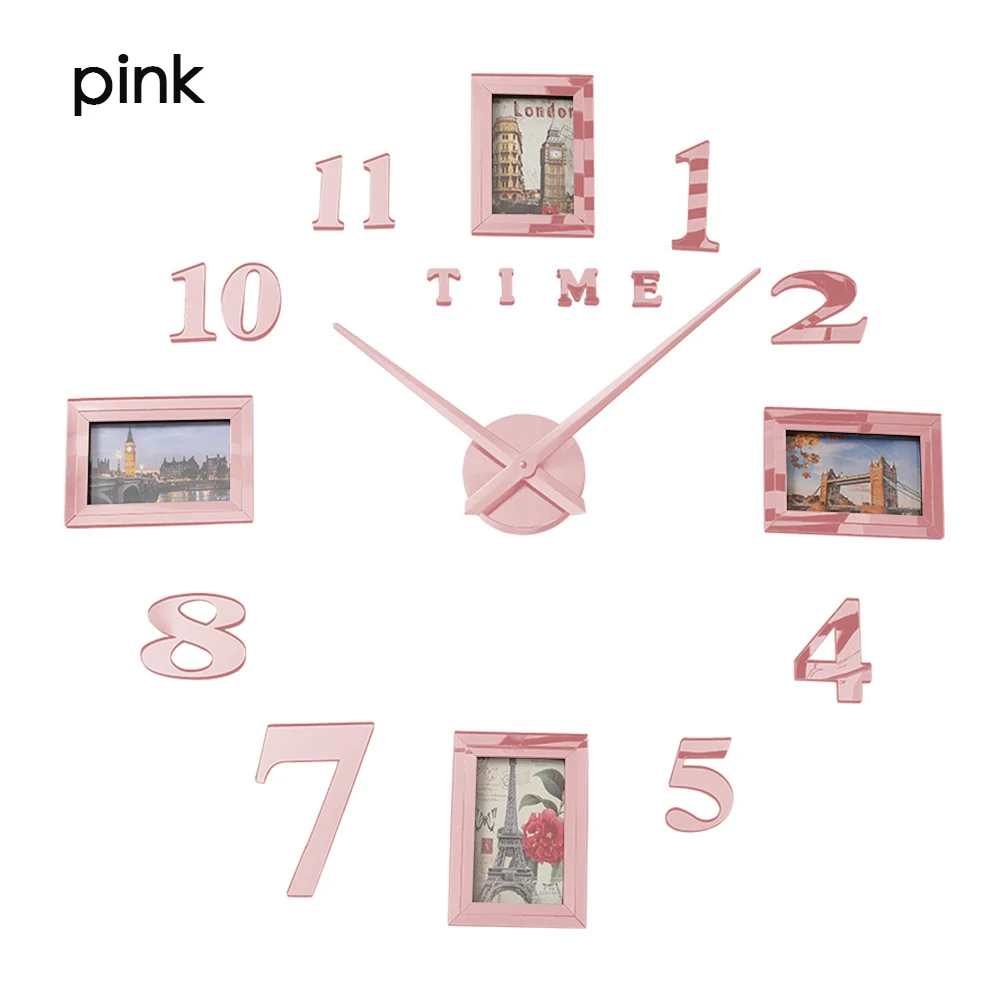 wall clock pink Фоторамка Saat настенные часы Horloge Reloj De Pared Duvar Saati Relogio De Parede Klok современный дизайн настенные часы 3d большие светящиеся - Цвет: wall clock pink