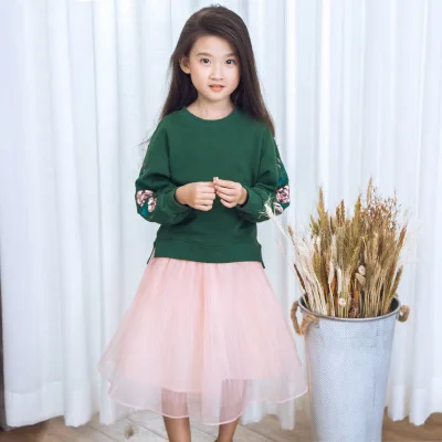 Комплект для девочек новая детская одежда подростков футболка с длинным рукавом