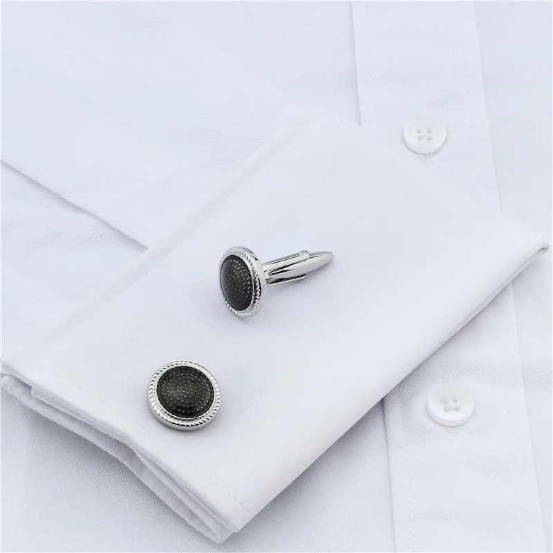 Черные эмалевые запонки HAWSON в горошек блестящие для свадебного платья| |