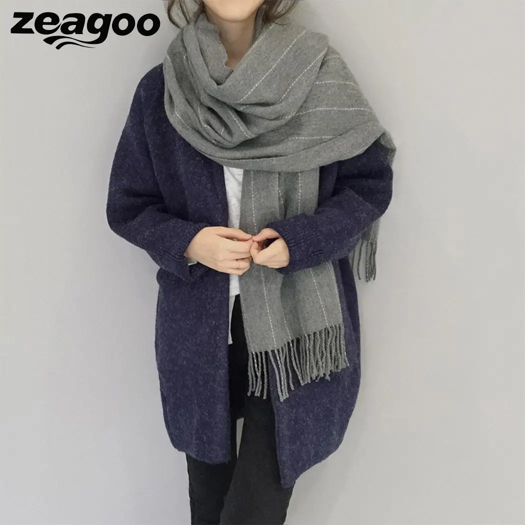 Zeagoo осень-зима Мужская Многофункциональный площади в полоску с бахромой