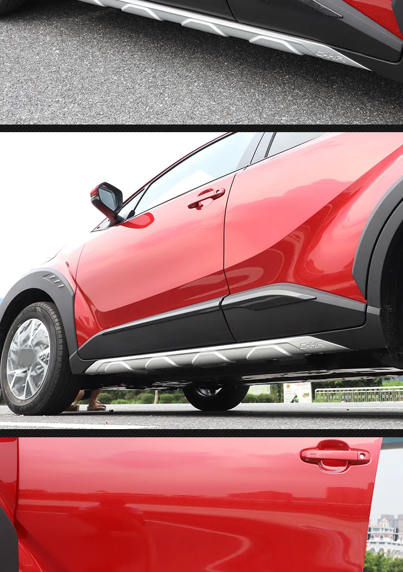 Для Toyota CHR C-HR- Модифицированная специальная внешняя боковая юбка защита от столкновений полосы украшения двери автомобиля яркая полоса