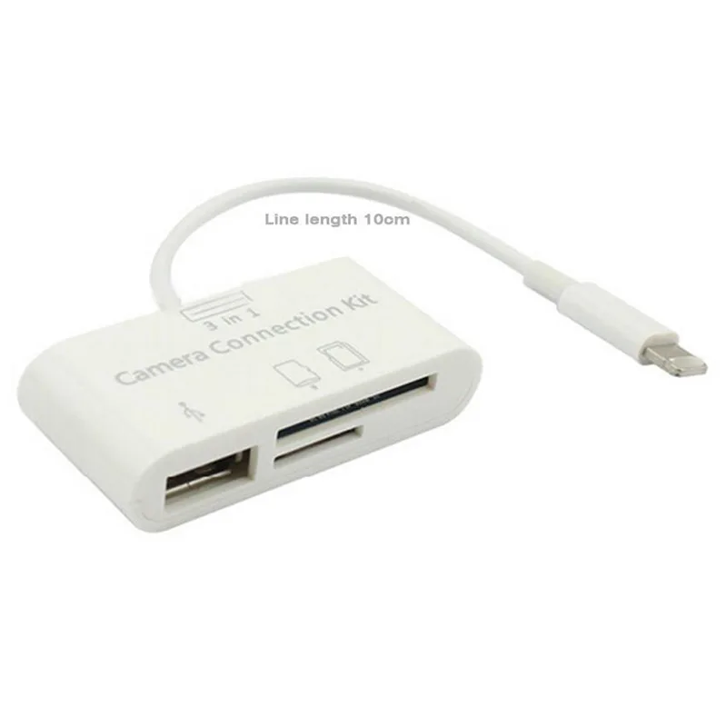 Кардридер 3 в 1 для планшетов IPad 4 Mini IOS 11 Micro SD MMC TF USB OTG Кабель-адаптер комплект