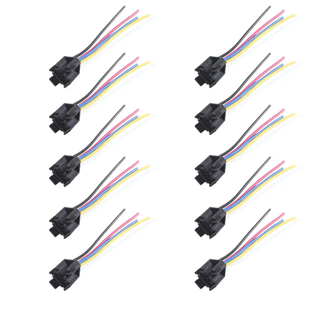 

EE support 10Pcs Car 12V 12 Volt DC 40A AMP Relay Harness Socket 5Pin 5 Wire