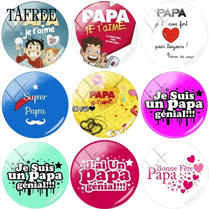 TAFREE французский дизайн надписи je suis un papa genial 25 мм Сделай Сам стеклянный кабошон