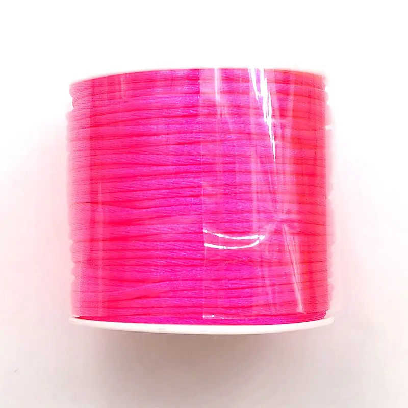 Bright Pink Chenkai 2 мм 50 м/рулон 14 цветов из нейлона атласа шнур китайские узлы шелковистая Макраме Веревка Детское Зубное кольцо для ребенка бусы ожерелье браслет - Цвет: Bright Pink