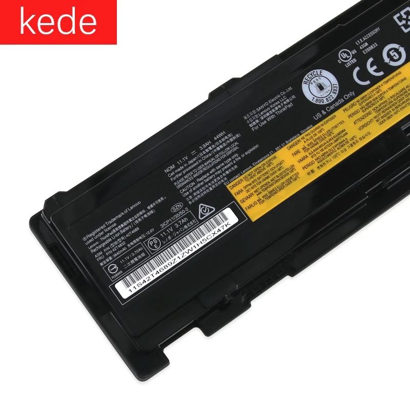 Kede Аккумулятор для ноутбука Lenovo ThinkPad T400s T410s 42T4690 42T4691 42T4832 42T4833 11 1 В 44Wh|Аккумуляторы