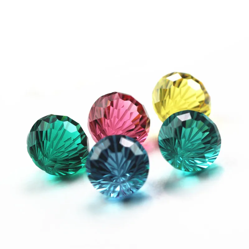 

colorful rarity chrysanthemum cut round shape brilliant cut crystal glass stone beads for jewelry making DIY loose stones