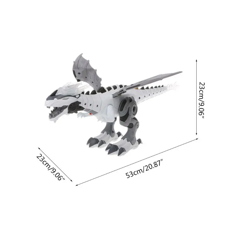 Игрушки динозавра белый спрей Электрический динозавр ходьба робот с легким