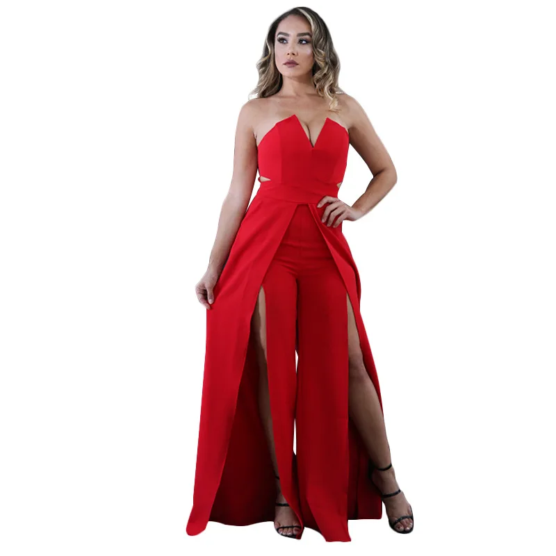 Свободные Комбинезоны для ночного клуба с открытыми плечами и высокой талией