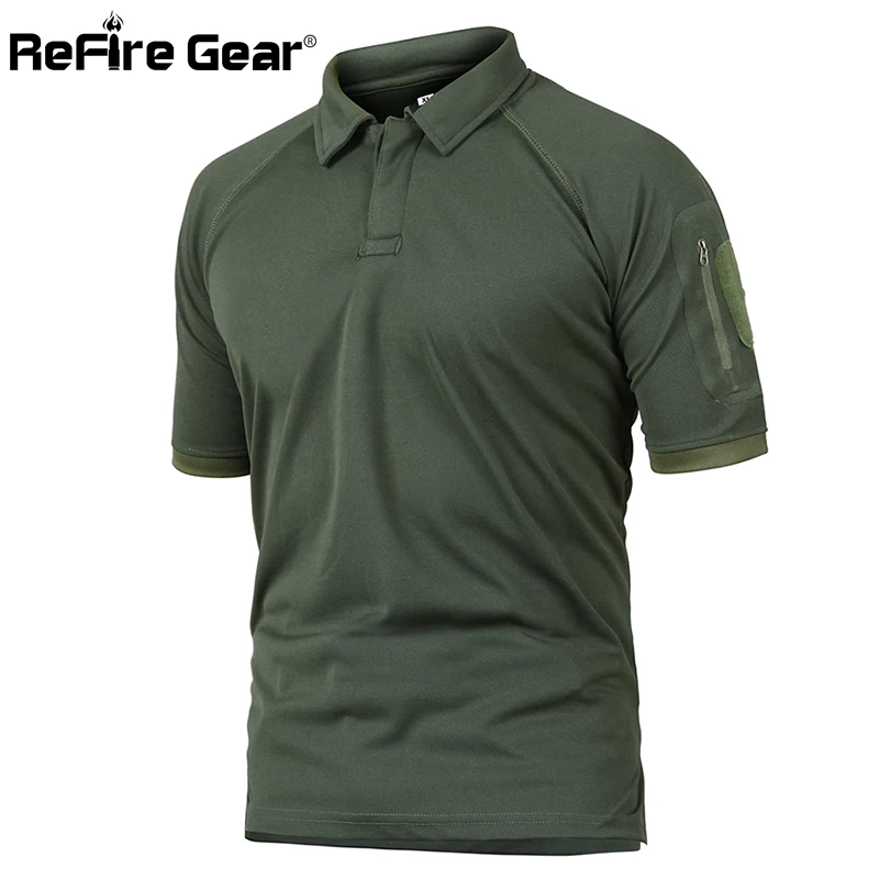Refire gear Военная тактическая рубашка поло мужская летняя армейская камуфляжная рубашка поло Мужская дышащая быстросохнущая рубашка поло с карманом на руку