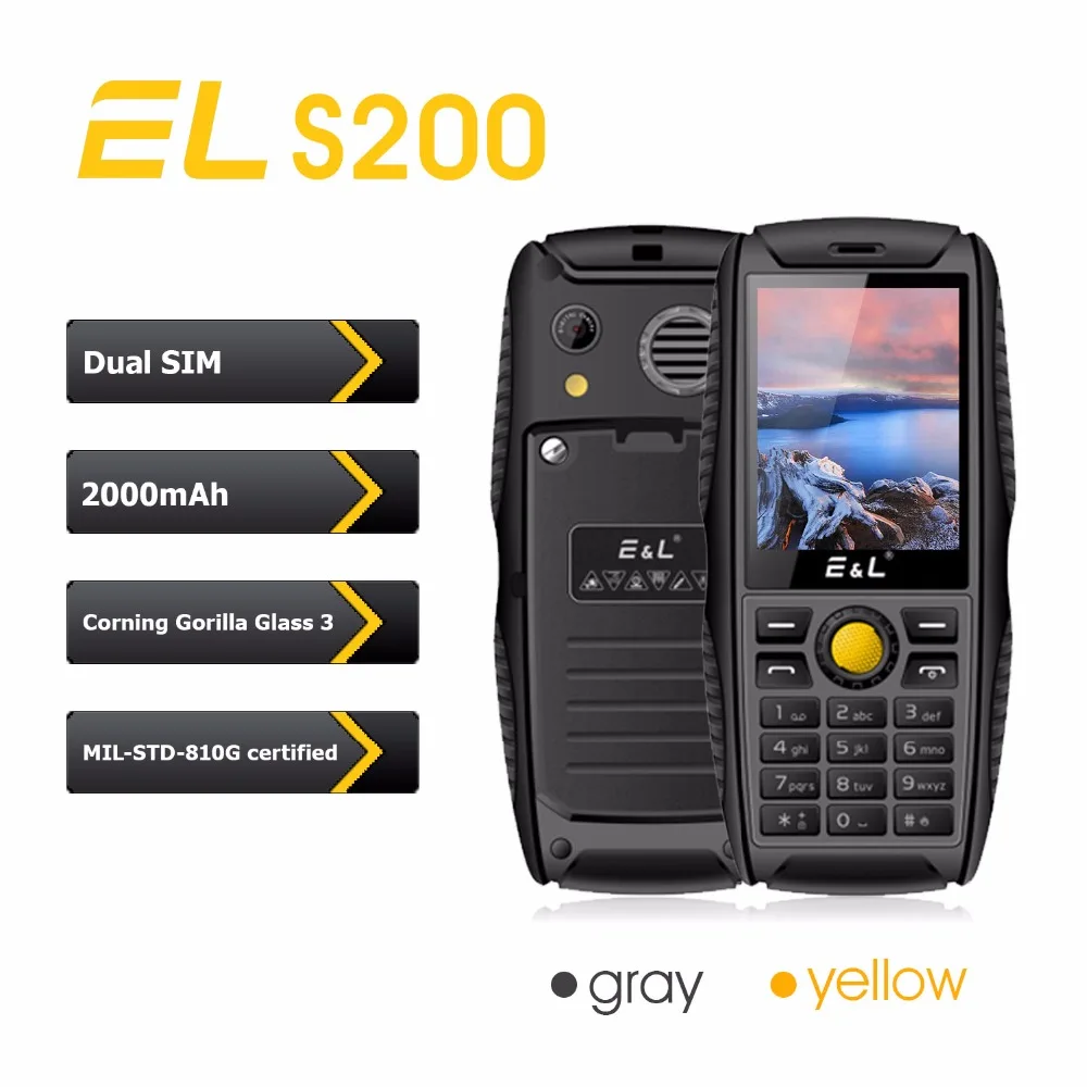 E & L S200 Мобильный Телефон IP68 FM радио прочный клавиатура телефон 2G GSM Dual Sim телефоны