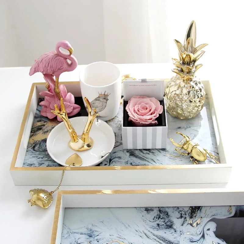 Modern Decor Display Plate MDF Ink Painting Storage Plates Tea Tray Teaware Accessories Teacup Teapot Mug Coffee Cup Holder | Дом и сад