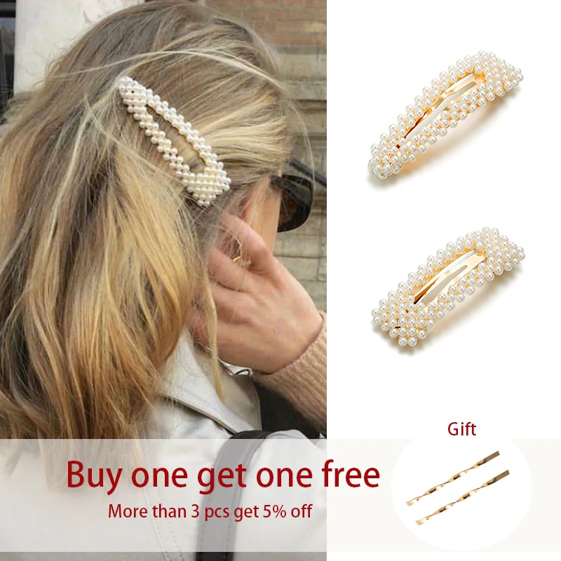 2019 New Fashion Pearl Hair Clip for Women Elegant Korean Design Snap Barrette Stick Hairpin Styling Accessories | Украшения и