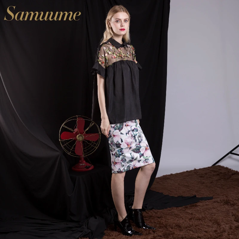Samume 2018 Новое поступление для женщин Мода цветочный принт миди юбка леди трубки