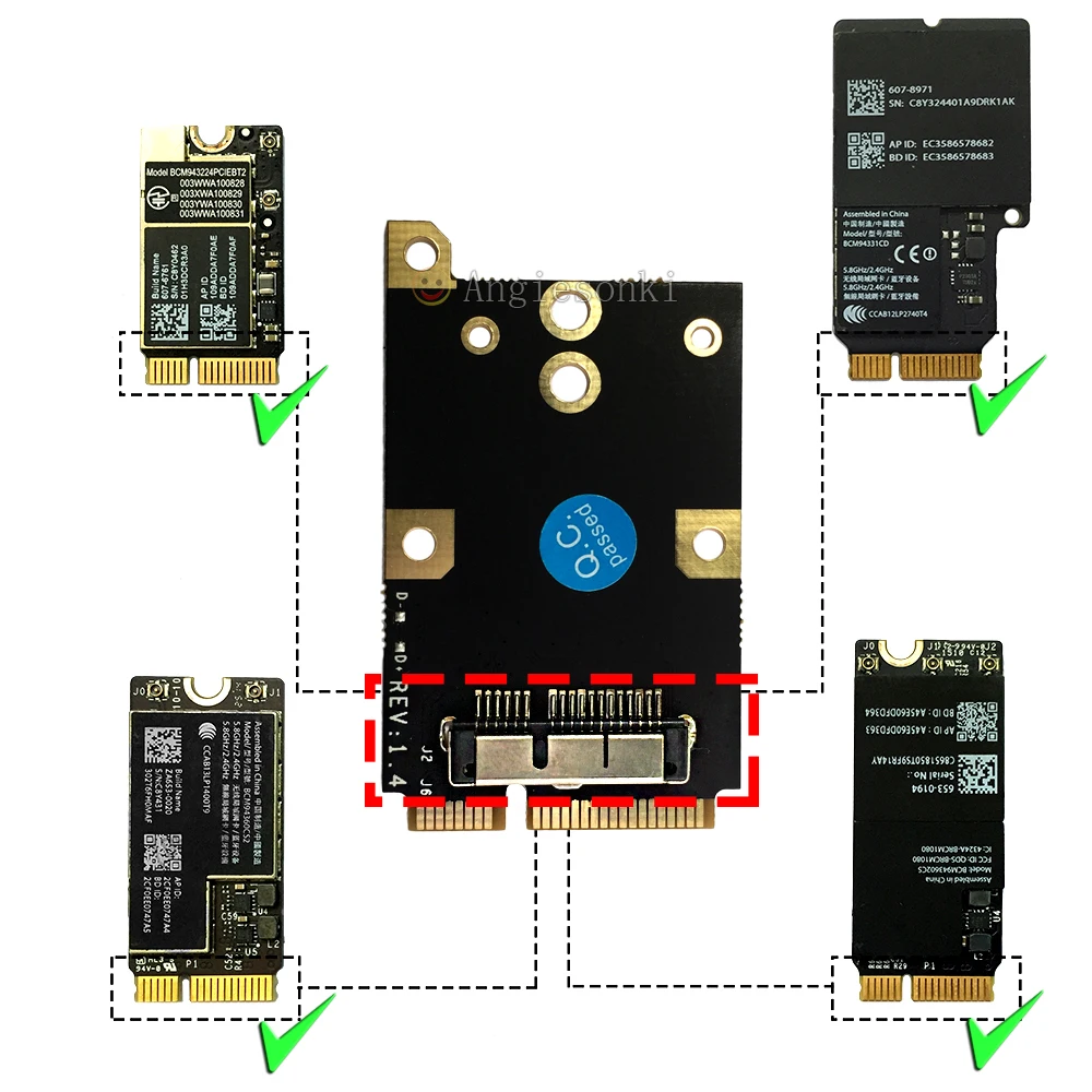 52 pin Mini PCI E преобразует карту Wi Fi адаптер для ноутбука BCM94360CD/BCM94331CD/BCM94360CS2/ BCM94360CSAX|wifi