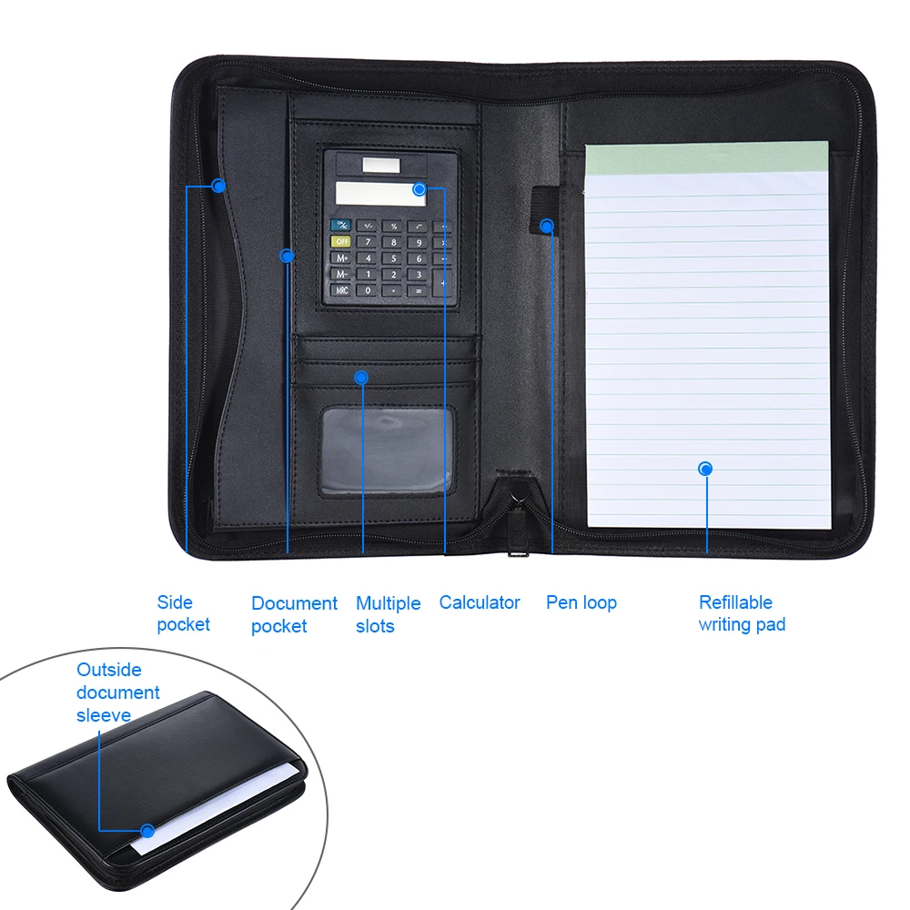 Из искусственной кожи A5 Портативный Бизнес портфель Padfolio папки для документов